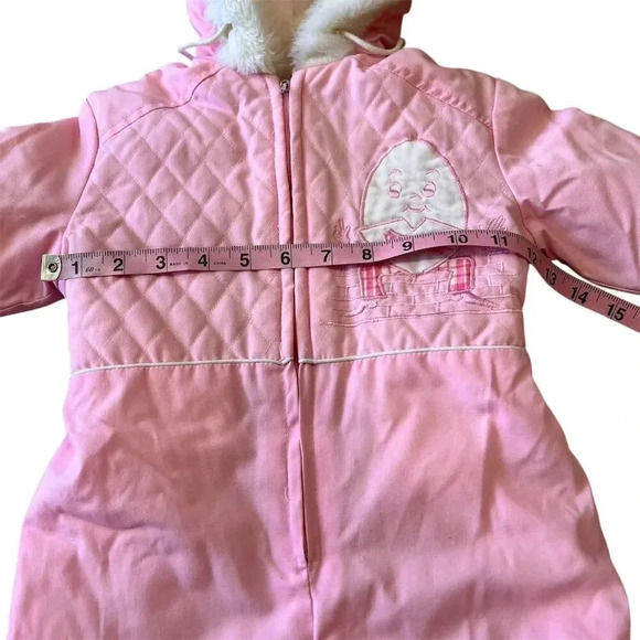 Vintage Pink Quilted Snowsuit with Humpty Dumpty Embroidered 12 Months Unisex - Picture 8 of 12